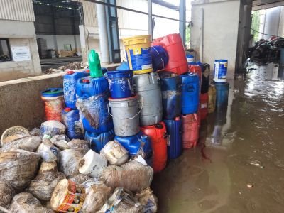 Flood Affected stock of Base Oil-RM, Additives-RM, Coolant-SFG, Grease-SFG, Lubricating Oil & other packing Material